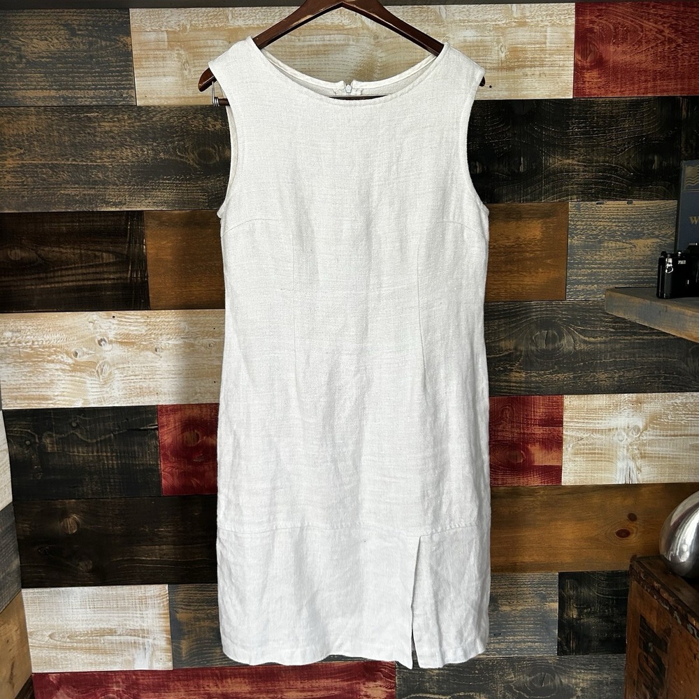 BITTE KAI RAND Dress 100 % Linen Ivory Sleeveless Midi Size 40 Minimal Boho